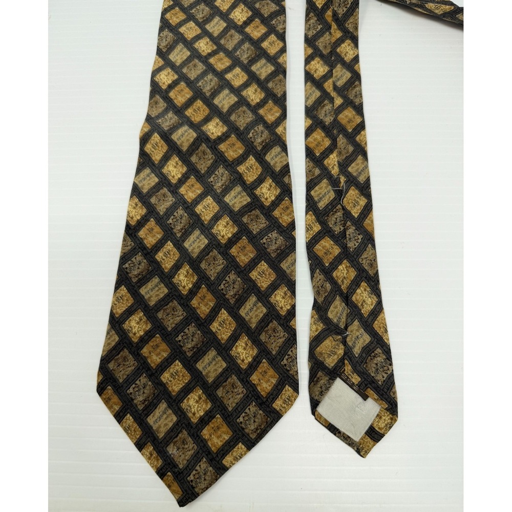 Valentino Cravatte Designer Tie Men's One Size Beige Gray Geometric Diamond Silk
